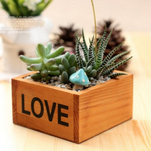 Wood Retro Square Flower Pot